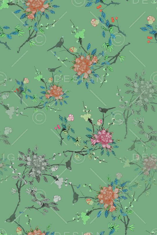 鸟昆虫图案印花华亿平台图片