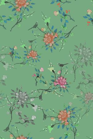 鸟昆虫图案印花华亿平台图片