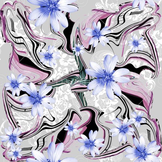 清爽底花卉印花华亿平台图片