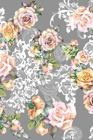 水彩花卉印花华亿平台图片