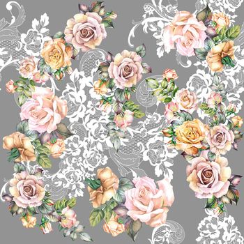 水彩花卉印花华亿平台图片