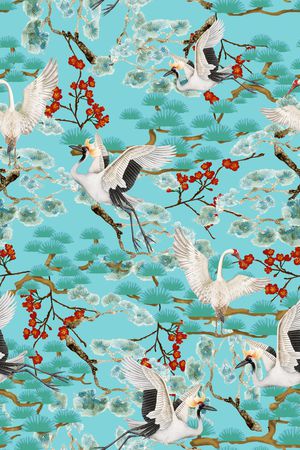 仙鹤印花华亿平台图片