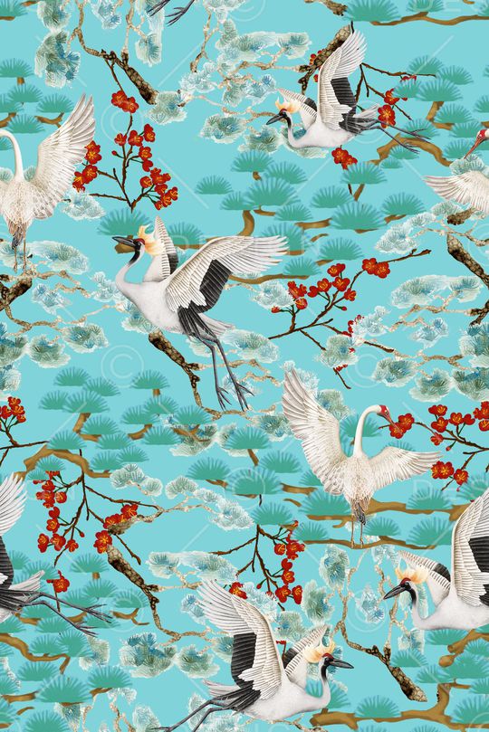 仙鹤印花华亿平台图片