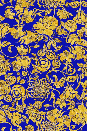 金色花朵印花华亿平台图片