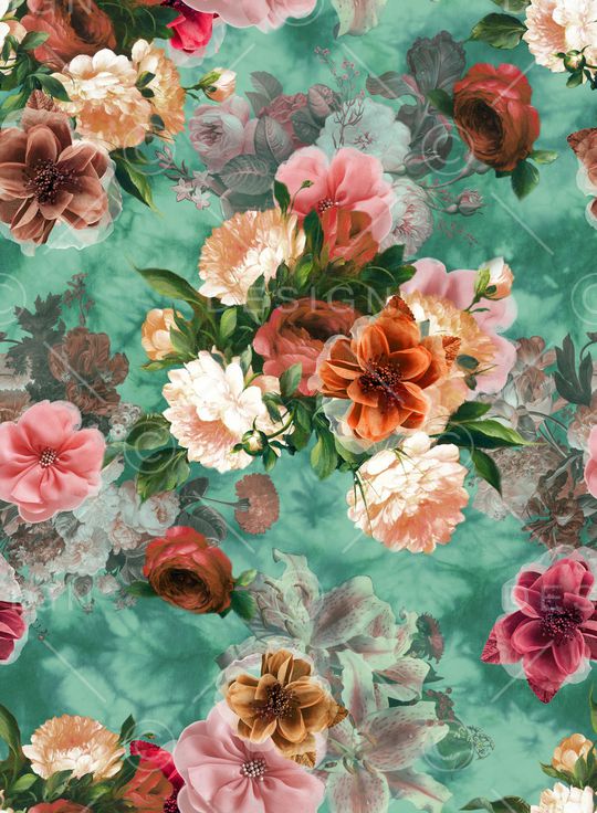 朦胧花卉印花华亿平台图片