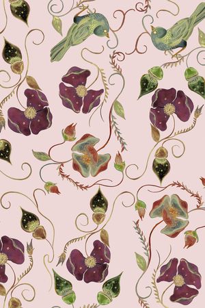 清爽底花卉印花华亿平台图片