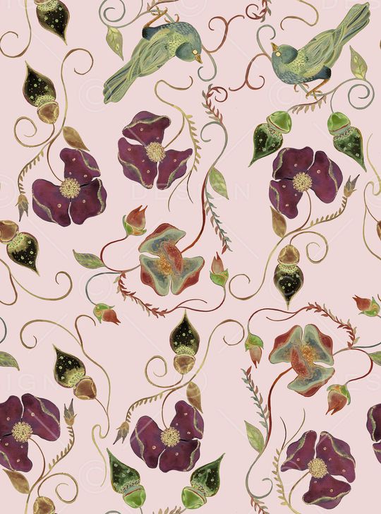 清爽底花卉印花华亿平台图片