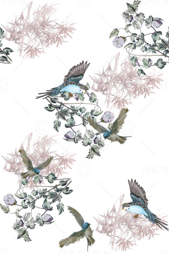 清爽底花卉印花华亿平台图片