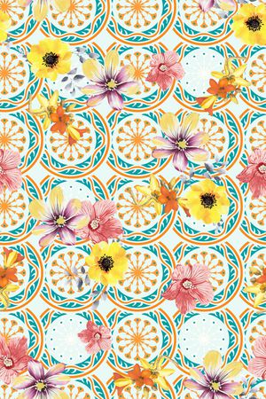 手绘花卉印花华亿平台图片