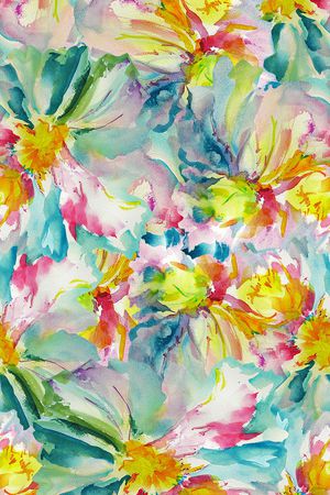 水彩花卉印花华亿平台图片