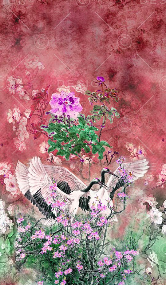 仙鹤印花华亿平台图片