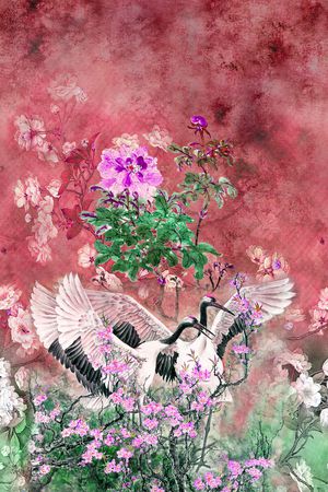 仙鹤印花华亿平台图片