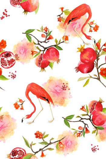 1178981-渲染云团石榴花火烈鸟