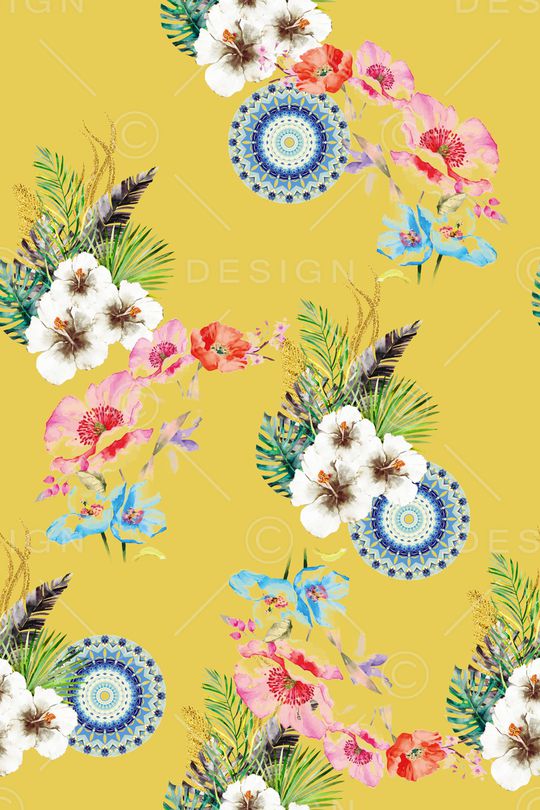 水彩花卉印花华亿平台图片