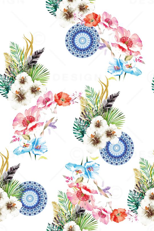 水彩花卉印花华亿平台图片