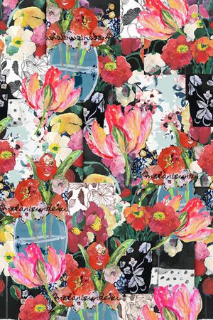 手绘大花印花华亿平台图片