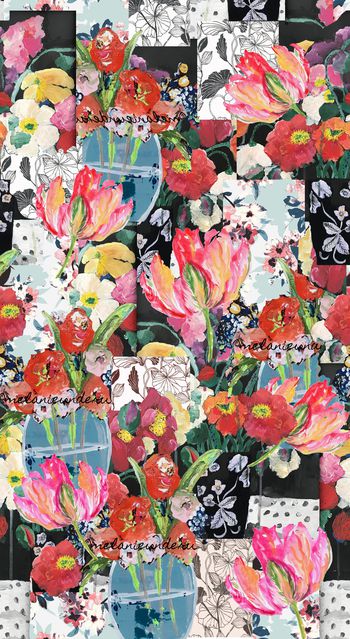 手绘大花印花华亿平台图片