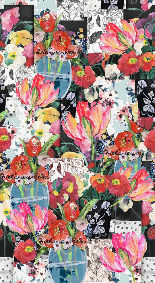 手绘大花印花华亿平台图片