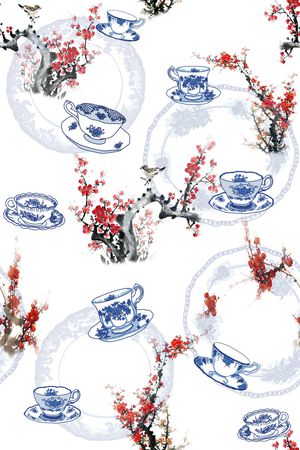 水彩花卉印花华亿平台图片