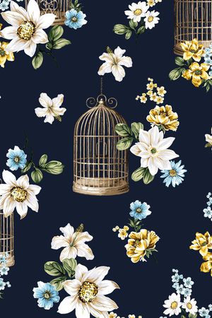 手绘花卉印花华亿平台图片