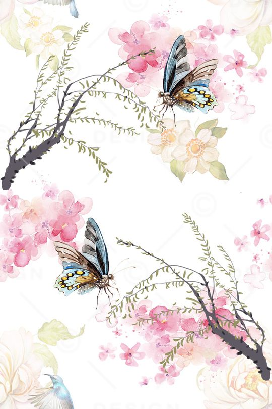 水彩花卉印花华亿平台图片