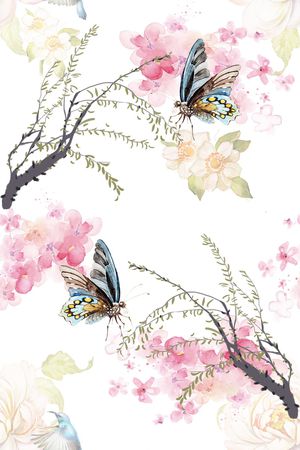 水彩花卉印花华亿平台图片