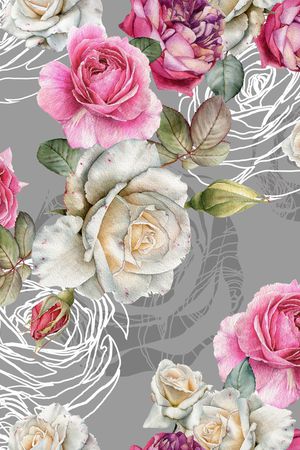 水彩花卉印花华亿平台图片