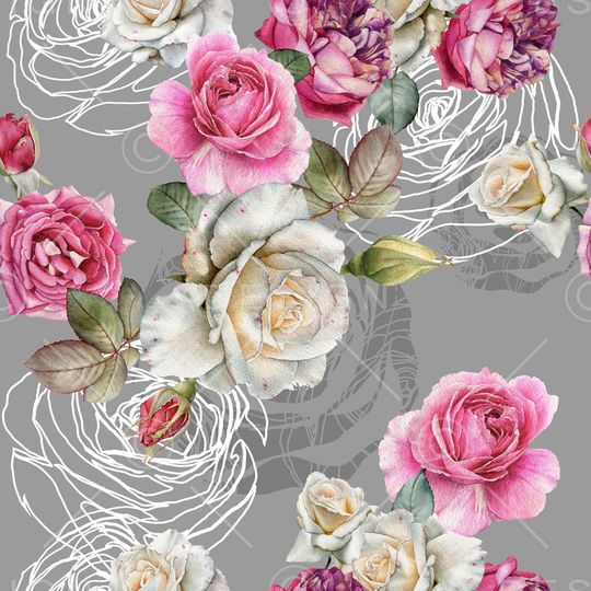 水彩花卉印花华亿平台图片