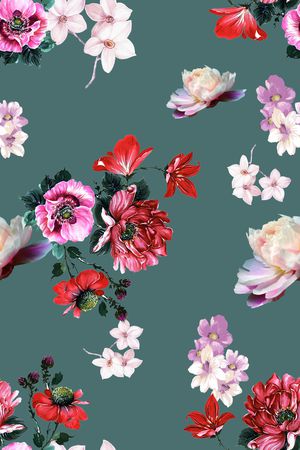 水彩花卉印花华亿平台图片