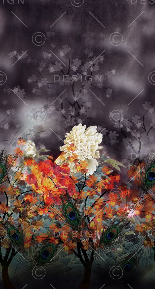 中国风定位花印花华亿平台图片