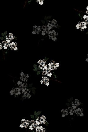 手绘花卉印花华亿平台图片