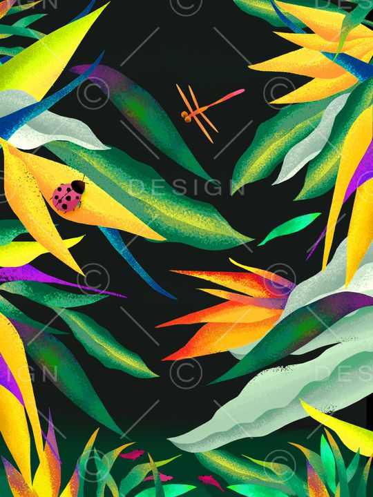 水彩花卉印花华亿平台图片