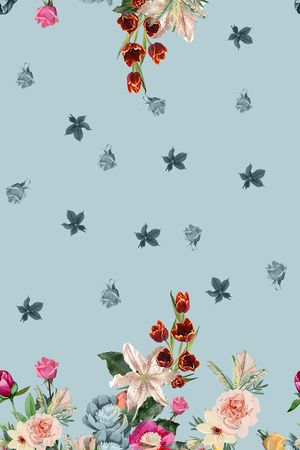 水彩花卉印花华亿平台图片