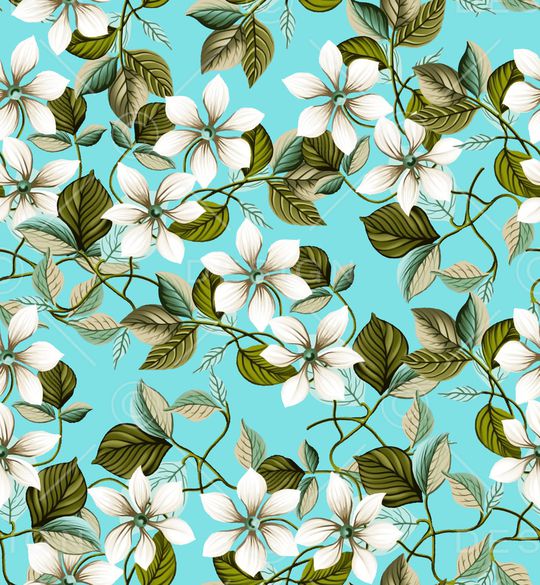 清爽底花卉印花华亿平台图片