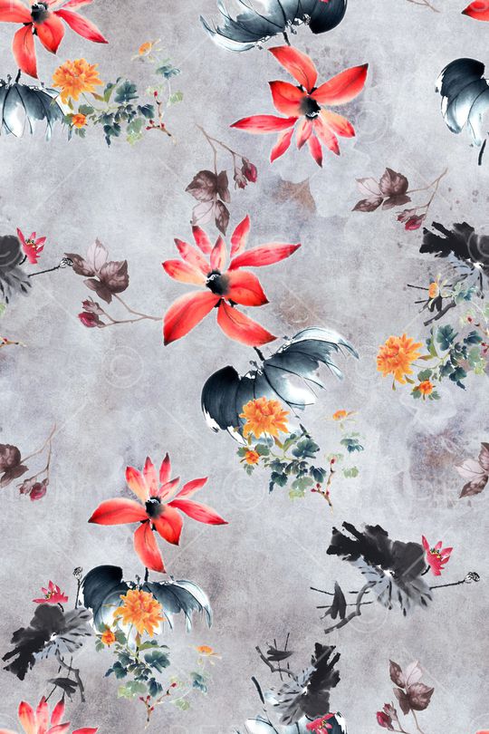 水彩花卉印花华亿平台图片