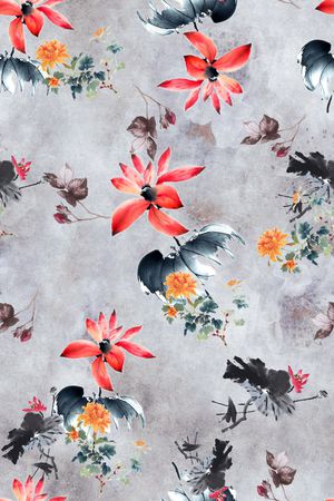 水彩花卉印花华亿平台图片