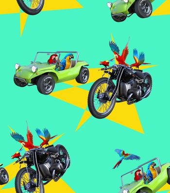 1188538-鹦鹉赛车创意花卉2