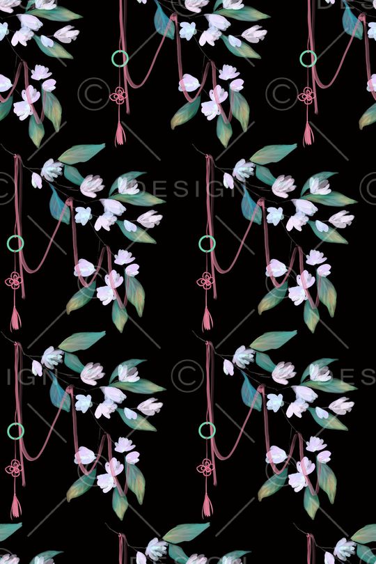 手绘花卉印花华亿平台图片