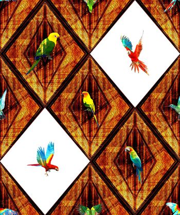 1191331-几何拼接鹦鹉花卉2