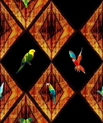 1191334-几何拼接鹦鹉花卉3
