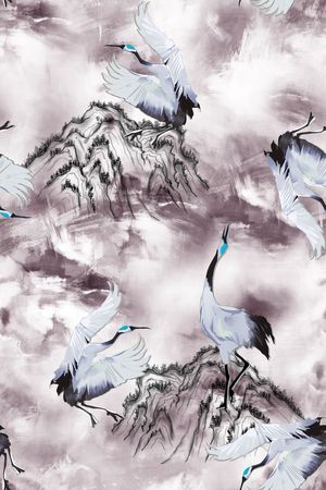 仙鹤印花华亿平台图片