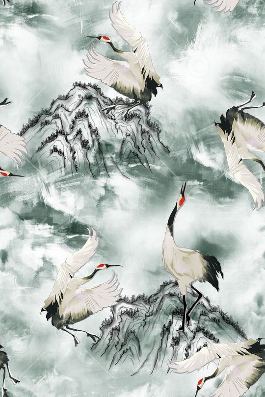 仙鹤印花华亿平台图片