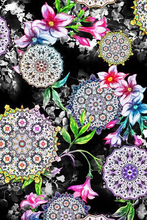 民族花卉印花华亿平台图片