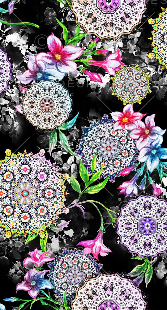 民族花卉印花华亿平台图片