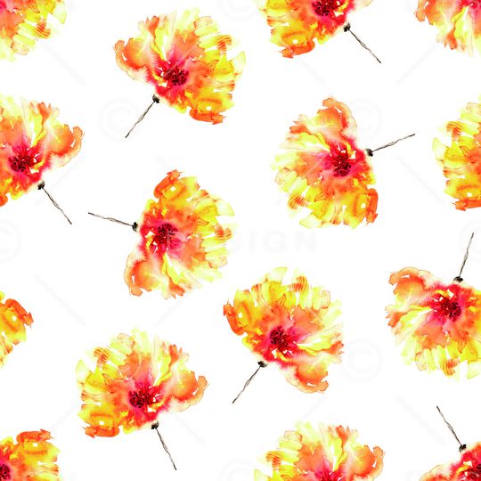 水彩花卉印花华亿平台图片