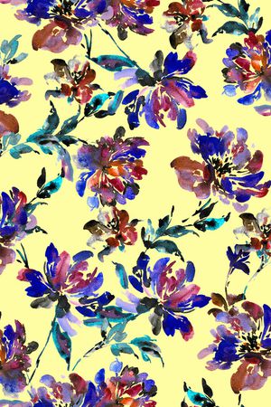 水彩花卉印花华亿平台图片