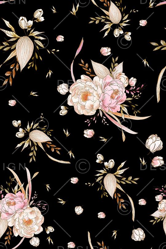 水彩花卉印花华亿平台图片