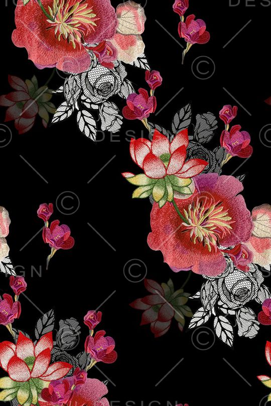 几何花卉印花华亿平台图片