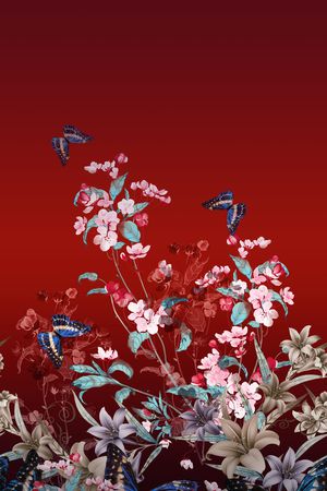 蝴蝶印花华亿平台图片