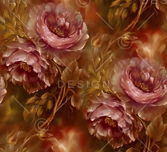 手绘大花印花华亿平台图片